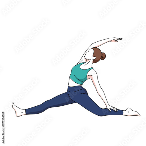 Woman doing yoga stretch exercise.
