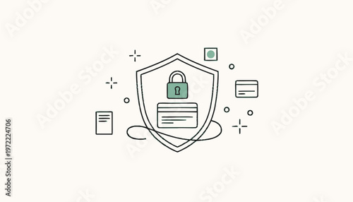 Secure Credit Card and Shield Icon Representing Financial Security.