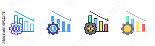 Depreciation Icon Set Vector Collection Isolated In Black And White