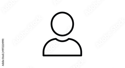 Simple Outline of a Human Person Icon on White Background.