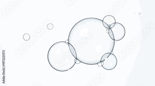Realistic soap bubbles cluster