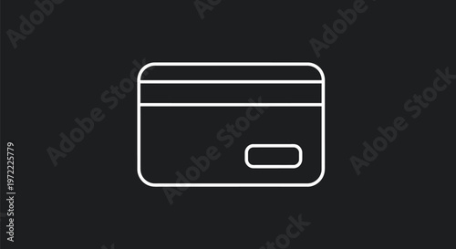 Simple White Outline of a Credit Card on Black Background.