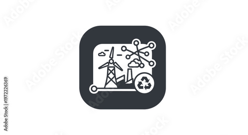 Modern Energy and Sustainability Icon Depicting Renewable Resources.