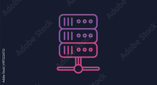 Modern Server Rack Icon Depicting Data Storage and Processing.
