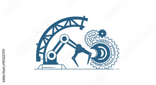 Robotic Arm Manipulating Gears - A Modern Industrial Automation Concept.