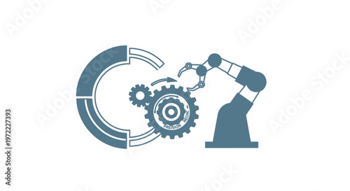 Robotic Arm Manipulating Gears in a Manufacturing Process.