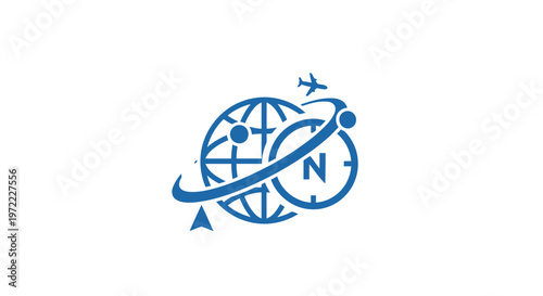 Modern Globe Compass Logo Design for Travel and Navigation.