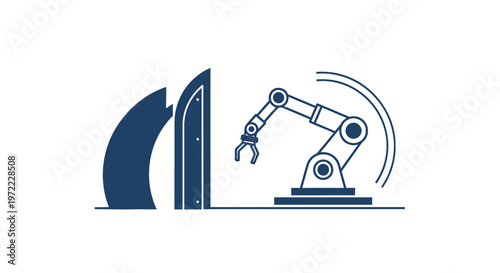 Robotic Arm Reaching Through Doorway - Automation and Technology Concept.