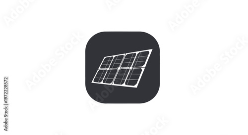 Solar Panel Icon on Black Background Representing Renewable Energy.