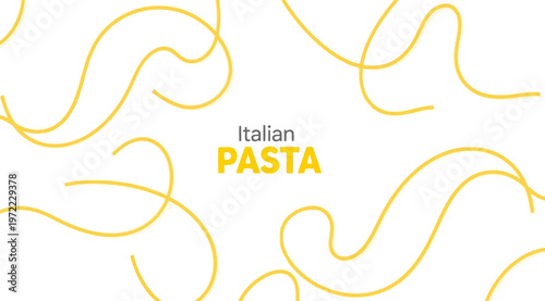 Italian pasta background with abstract yellow spaghetti lines