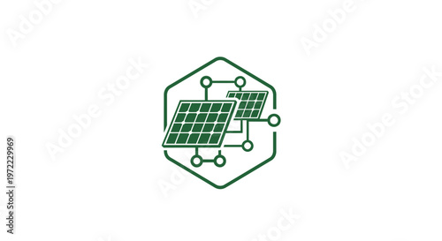 Modern Solar Panel Technology Icon Representing Renewable Energy.