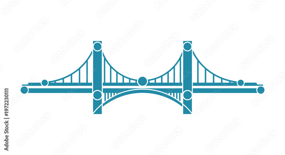 Fototapeta premium Modern Teal Bridge Illustration - A Graphic Design Element.