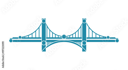 Modern Teal Bridge Illustration - A Graphic Design Element.