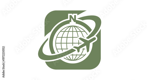 Modern Travel Agency Logo Depicting Airplane and Globe Concept.