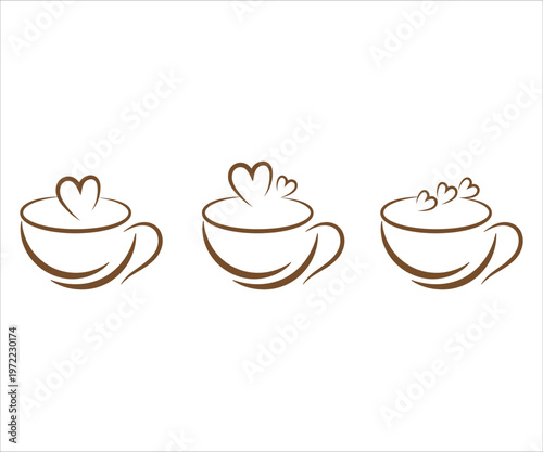 Coffee Cup With Heart Shape Logo Design, Vector Illustration