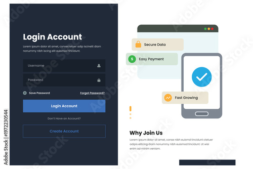 Secure Login UI and Fintech App Interface – Account Authentication and Mobile Payment Concept