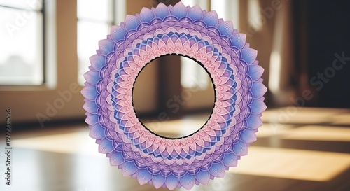 Elegant oval yoga frame mirror pink and lavender floral design for meditation and wellness spaces