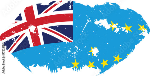 Tuvalu Flag Brush Stroke – Grunge Paint Texture with Union Jack and Stars