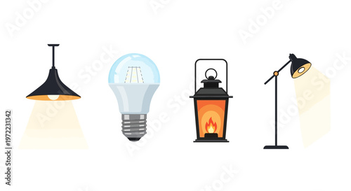 Different types of light lamps.