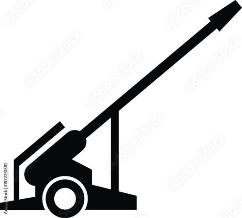 Artillery Missile Launcher Silhouette Icon Military Defense Equipment Minimal Design