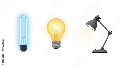 Light Bulbs and Desk Lamp.