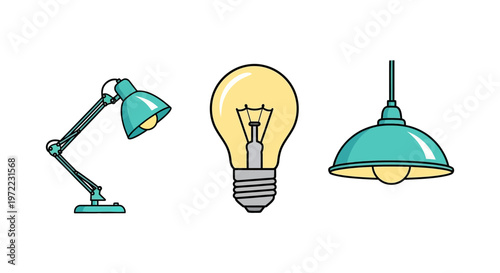 Light Bulb and Lamps Illustration.