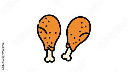 Two crispy golden brown fried chicken drumsticks with small dark seasoning spots are placed together against a white background.