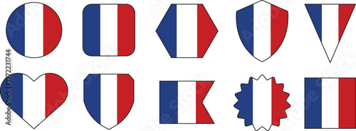 France Flag Shapes Collection with French Tricolor Design in Various Geometric Forms