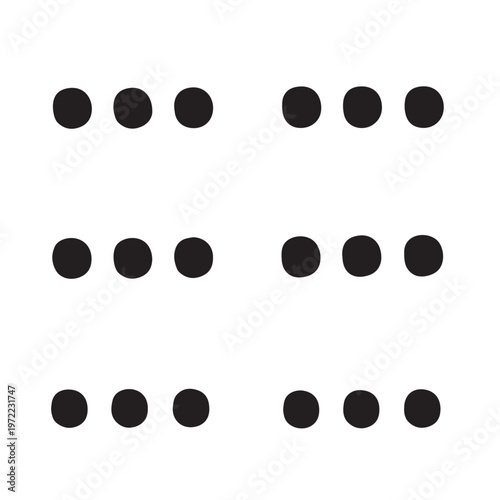 Black circle dot patterns collection on white background hand drawn ink brush stroke round shapes design elements