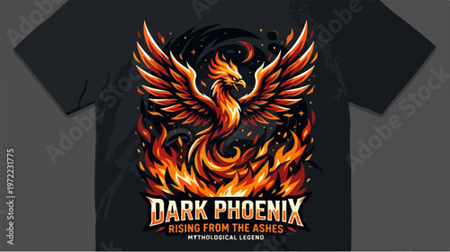 Dark Phoenix T-Shirt Design - A Fiery Symbol of Rebirth and Legend.