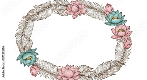 Elegant floral yoga frame watercolor peonies and botanical wreath for peaceful wellness designs