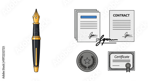 Pen signing business contract documents.