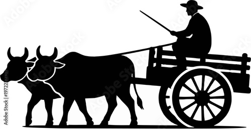 Ox and carriage illustration design 