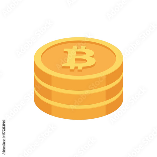 ビットコインのアイコンが3つ積み重なったデジタル通貨のイラストです。