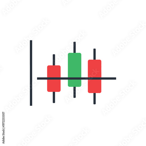 ローソク足チャートのグラフで、株価や市場の動きを示している。