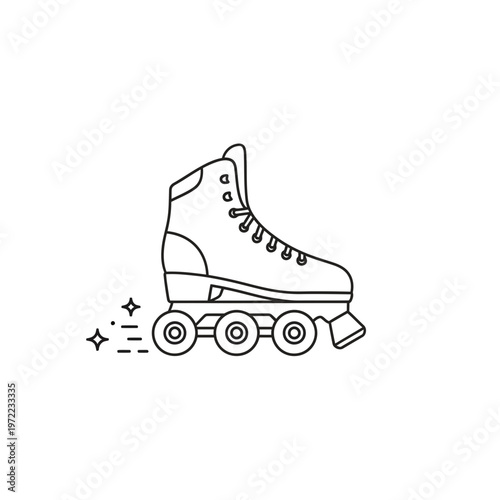 ローラースケートのアイコンで、シンプルな線画と動きの表現が特徴的です。
