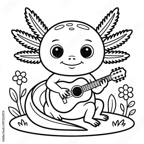 A cheerful cartoon dog sitting happily on a grassy patch isolated on white background, Vector