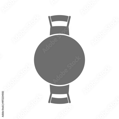 時計のシルエットで、文字盤とバンドが描かれているシンプルなデザイン。