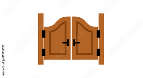 木製の門扉で、左右に開くタイプのデザインが特徴的です。