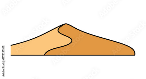 砂丘の形をしたシンプルなイラストで、曲線と色のグラデーションが特徴的です。