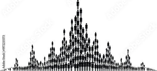 Human pyramid icon on transparent background with multiple people forming a triangular shape. community, team, organization.