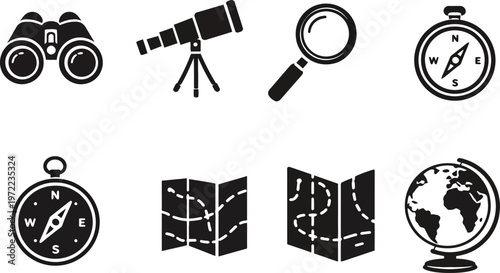 Navigation tools compass map location pin vector illustration
A collection of navigational tools and maps for outdoor adventures
