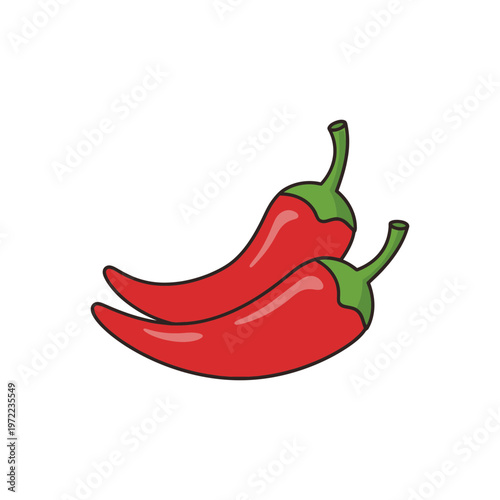 赤い唐辛子のイラストで、2つの唐辛子が並んでいる。