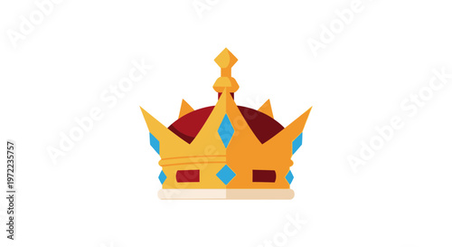 金色の王冠で、宝石や装飾が施されている豪華なデザインの王冠です。