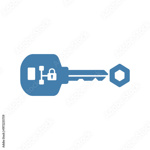 鍵のアイコンで、スマートロックやセキュリティシステムの象徴として使用されているデザインです。