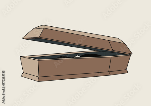 開いた木製の箱で、内部に何も入っていないシンプルなデザインです。