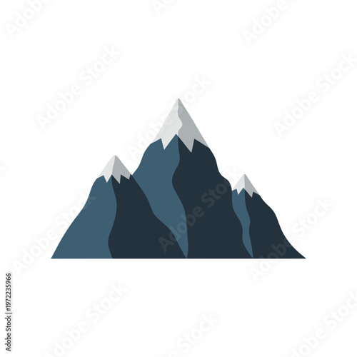 雪をかぶった山のシンプルなイラストで、複数のピークと雪の頂上が特徴的です。