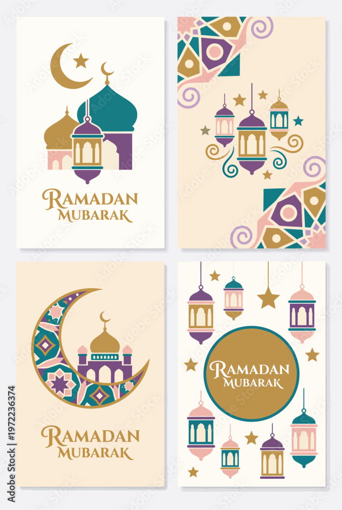 Fototapeta premium set ofposter ramadan icons