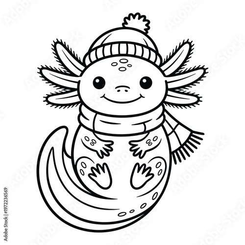 A cheerful cartoon snowman with a carrot nose in a winter hat isolated on white background, Vector