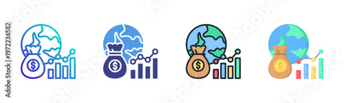 Economic Icon Set Vector Collection Isolated In Black And White